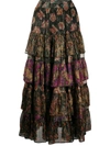Mes Demoiselles Layered Floral Skirt In Black