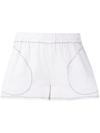 Vita Kin Stitching-details Short Shorts In White