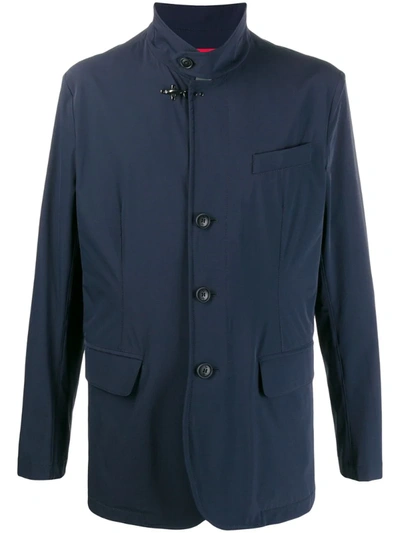 Fay High Standing Collar Buttoned Jacket In Blue