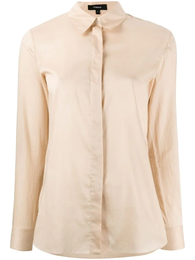 Theory Regular-fit Cotton Shirt In Neutrals