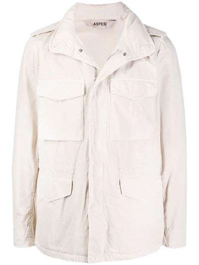 Aspesi Multi-pocket High Collar Jacket In Grey