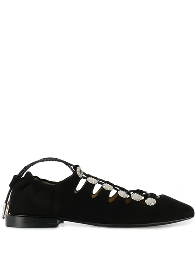 Toga Lace-up Ballerina Shoes In Black