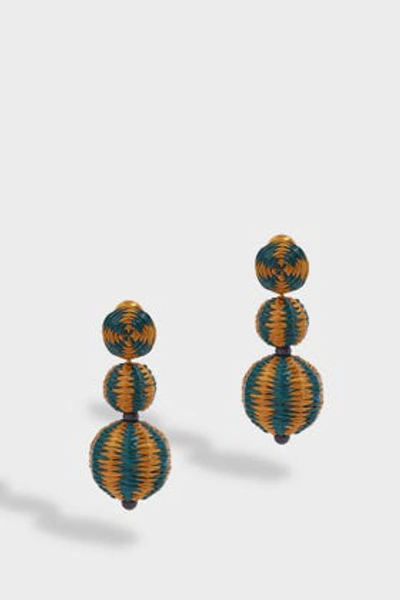 Oscar De La Renta Raffia-embroidered Ball Earrings In Multicoloured