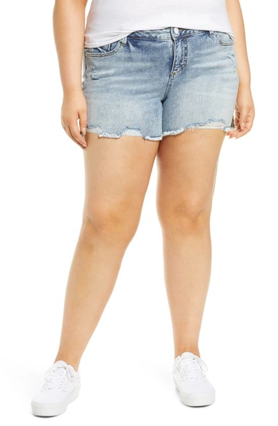 Slink Jeans Easy Fit Distressed Frayed Hem Denim Shorts In Flo