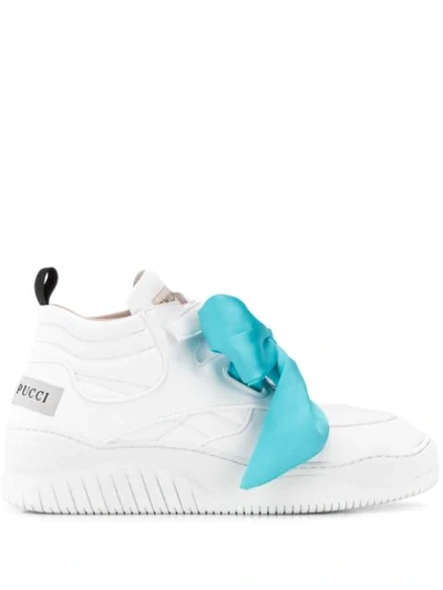 Emilio Pucci White Leather Hi Top Sneakers