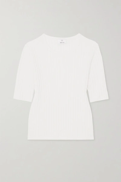 Allude Ribbed Cotton And Silk-blend Top In Cream