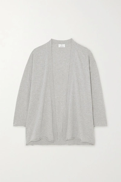 Allude Cotton And Cashmere-blend Cardigan In Gray