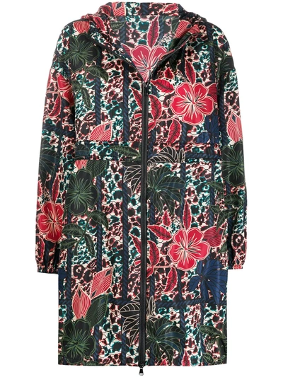 Moncler White Floral Print Raincoat, Brand Size 1 (small)