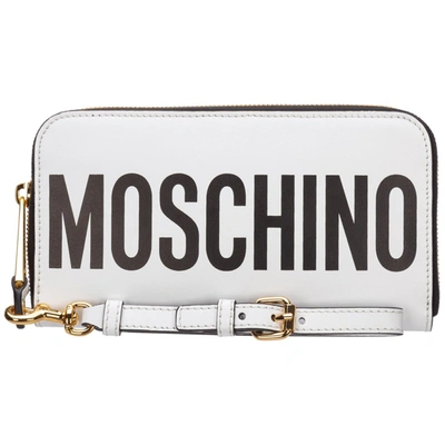 Moschino Women's Wallet Leather Coin Case Holder Purse Card Bifold In White