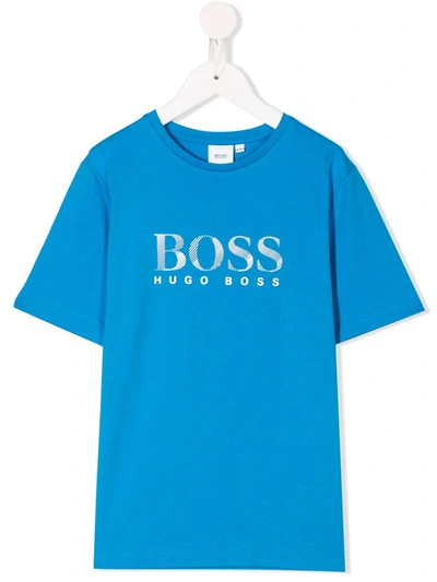Hugo Boss Kids' Printed Logo T-shirt In Blue