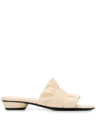 Dorateymur Ruched Strap Low-heel Sandals In Neutrals