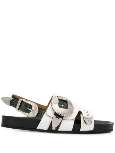 Toga Embossed Flat Sandals In White