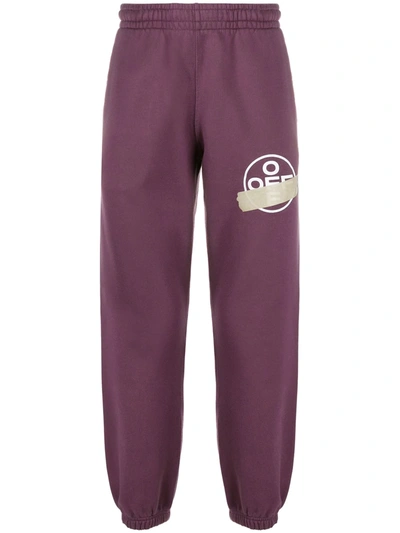Off-white Graphic Print Logo Track Trousers In Purple