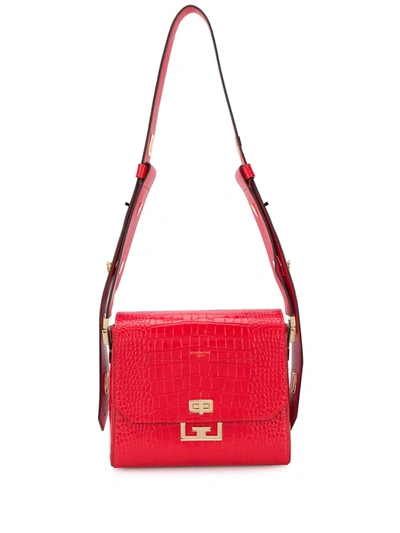 Givenchy Medium Eden Crocodile-effect Shoulder Bag In Red