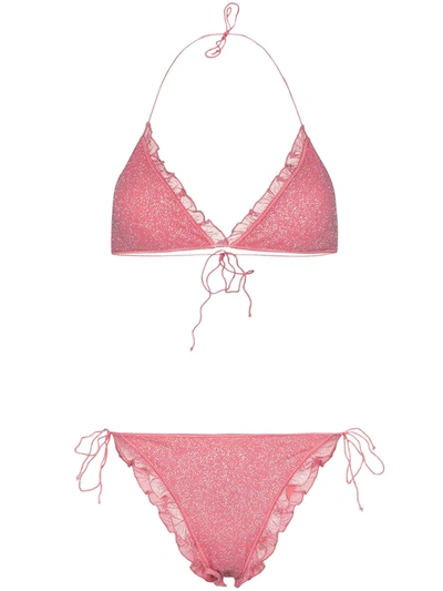 Oseree Oséree Shine Voilà Frilled Bikini In Pink