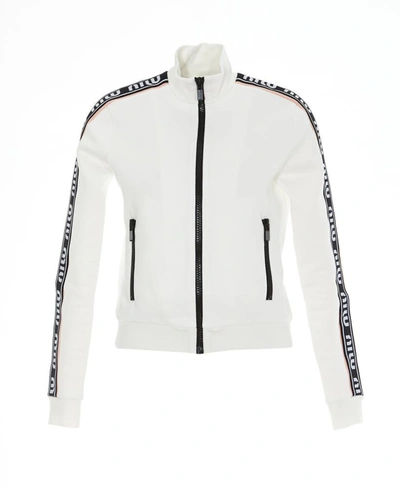 Miu Miu Side Logo Striped Jacket In White