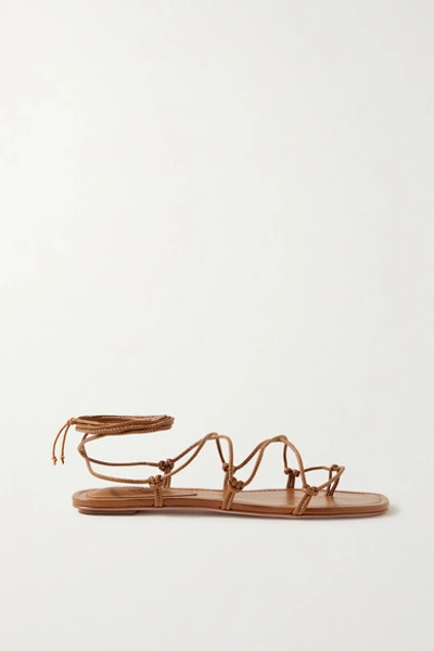 Porte & Paire Knotted Leather Sandals In Tan
