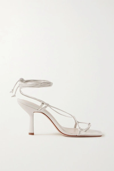 Porte & Paire Knotted Leather Sandals In White