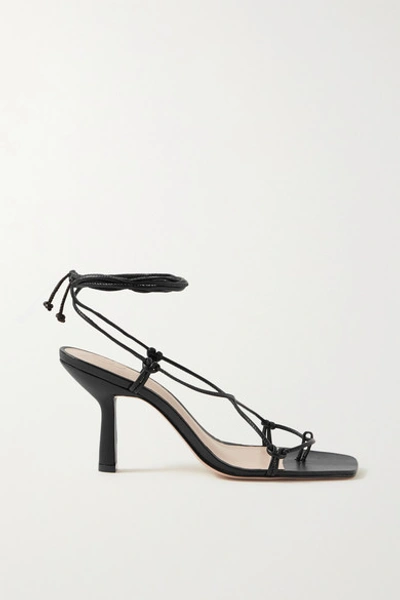 Porte & Paire Knotted Leather Sandals In Black