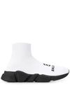 Balenciaga Speed Lt Logo-jacquard Stretch-knit High-top Sneakers In White