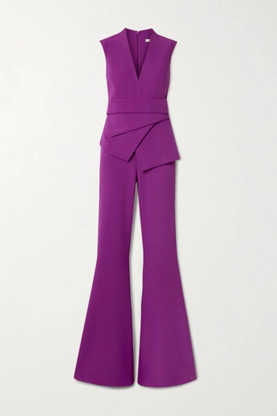 Safiyaa Reyanna Layered Stretch-crepe Flared Jumpsuit In Violet