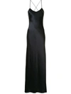 Michelle Mason Crystal-embellished Silk-charmeuse Halterneck Gown In Black