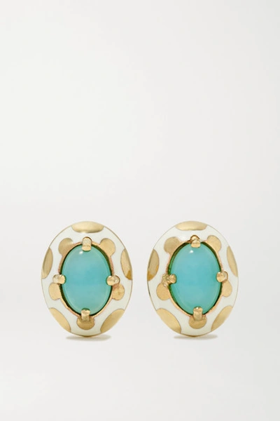 Alice Cicolini Memphis 14-karat Gold, Enamel And Opal Earrings