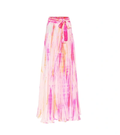 Anna Kosturova Cara Tie-dye Silk Skirt In Pink