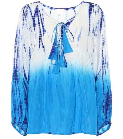 Anna Kosturova Tie-dye Silk Top In Blue