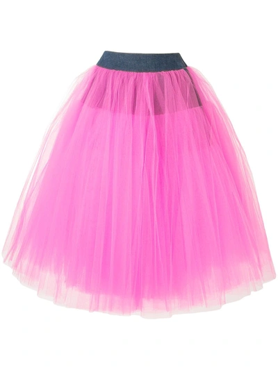 Junya Watanabe Tulle And Denim Skirt In Pink