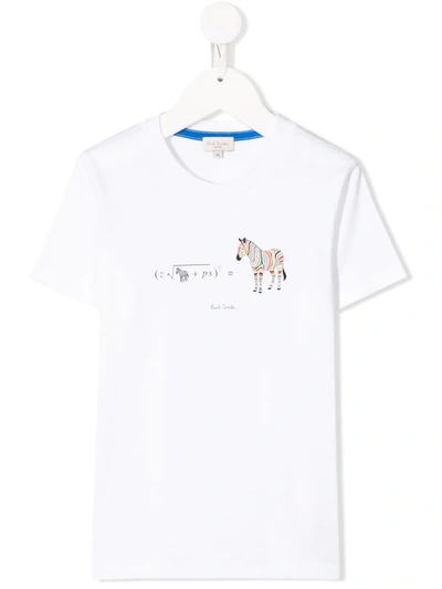 Paul Smith Junior Kids' Zebra Print Cotton Jersey T-shirt In White