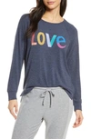 Pj Salvage Love Long-sleeve Peachy Jersey Lounge Shirt In Navy