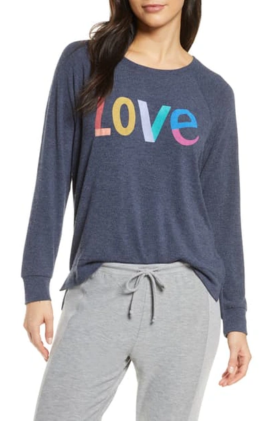 Pj Salvage Love Long-sleeve Peachy Jersey Lounge Shirt In Navy