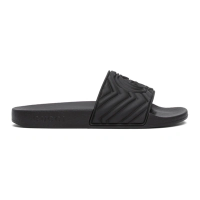 Gucci Pursuit Logo Slide Sandal In Black