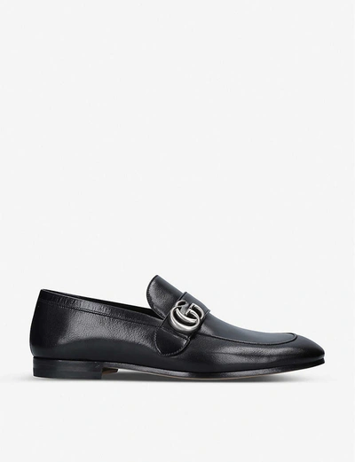 Gucci Donnie Gg-embellished Leather Loafers In Black