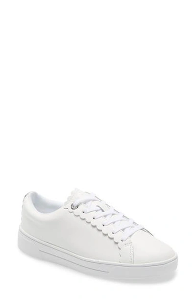 Ted Baker Womens White Zenis Metallic Leather Trainers 8 In White Leather