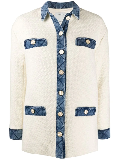 Sandro Chelby Contrast Button-up Jacket In Ecru