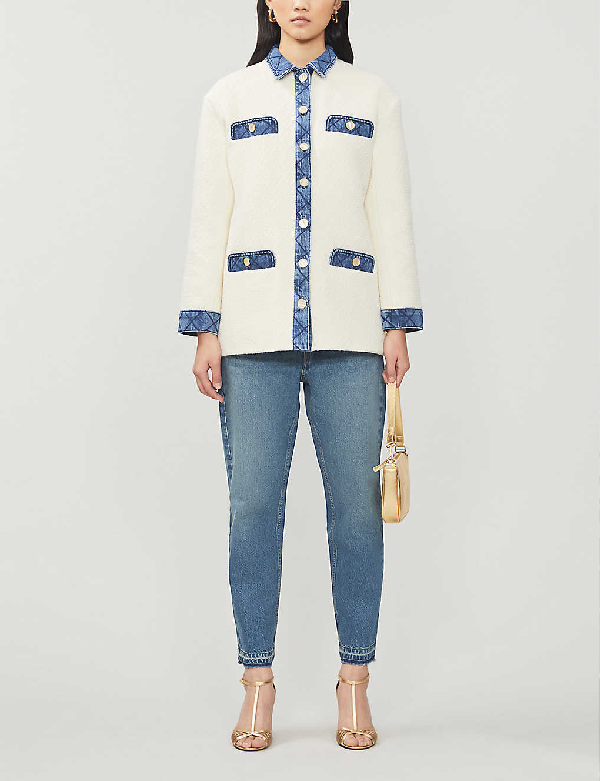 sandro fancy tweed and denim jacket
