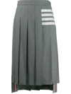 Thom Browne 4-bar Pleated Skirt In Grey