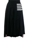 Thom Browne Navy 4-bar Engineered Below-knee Pleated Skirt In Blue