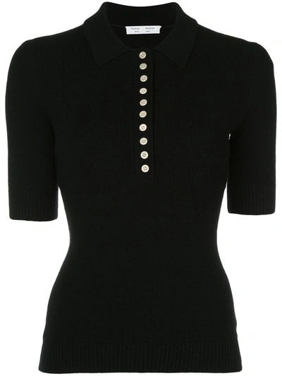 Proenza Schouler White Label Bouclã© Knit Polo Shirt In Black