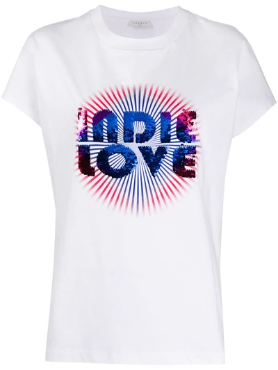 Sandro 'indie Love' T-shirt Mit Pailletten In White
