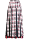 Thom Browne Checked Pleated Skirt In Blue