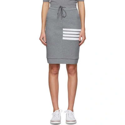 Thom Browne 4-bar Waffle Knit Sack Skirt In Grey