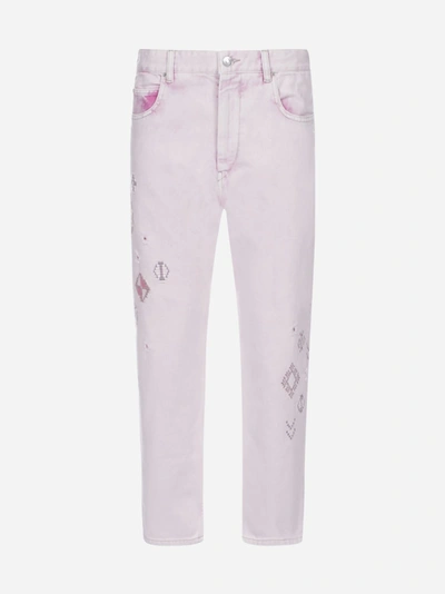Isabel Marant Étoile Neab Embroidered Crop Jeans In Pink