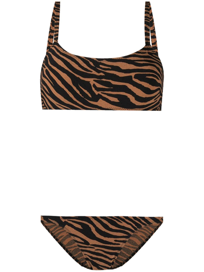 Lisa Marie Fernandez Zebra-print Two-piece Bikini Set In Brown