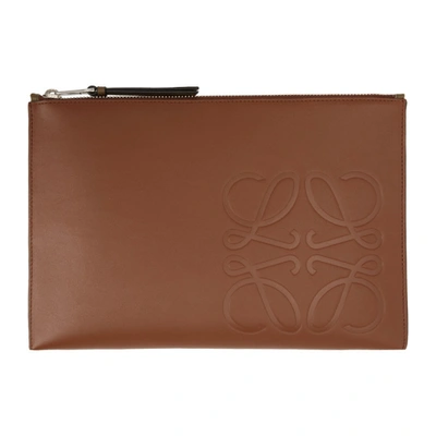 Loewe Anagram-debossed Leather Pouch In Brown