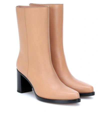 Legres Stacked-heel Leather Boots In Brown