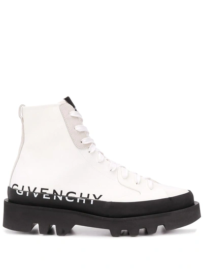 Givenchy Clapham Logo High-top Cotton-canvas Trainers In White