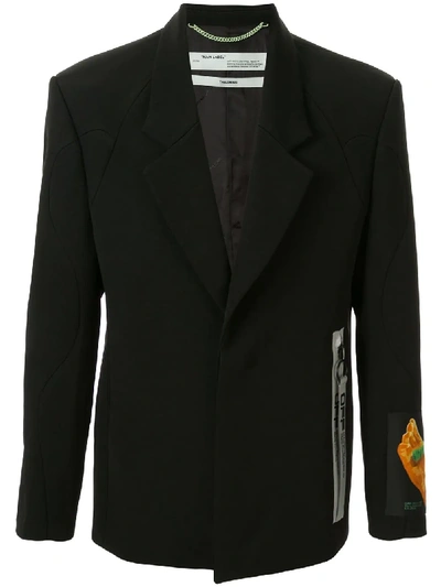 Off-white Equipment Double-breasted Zip-pocket Wool Blazer In Black Multicolor